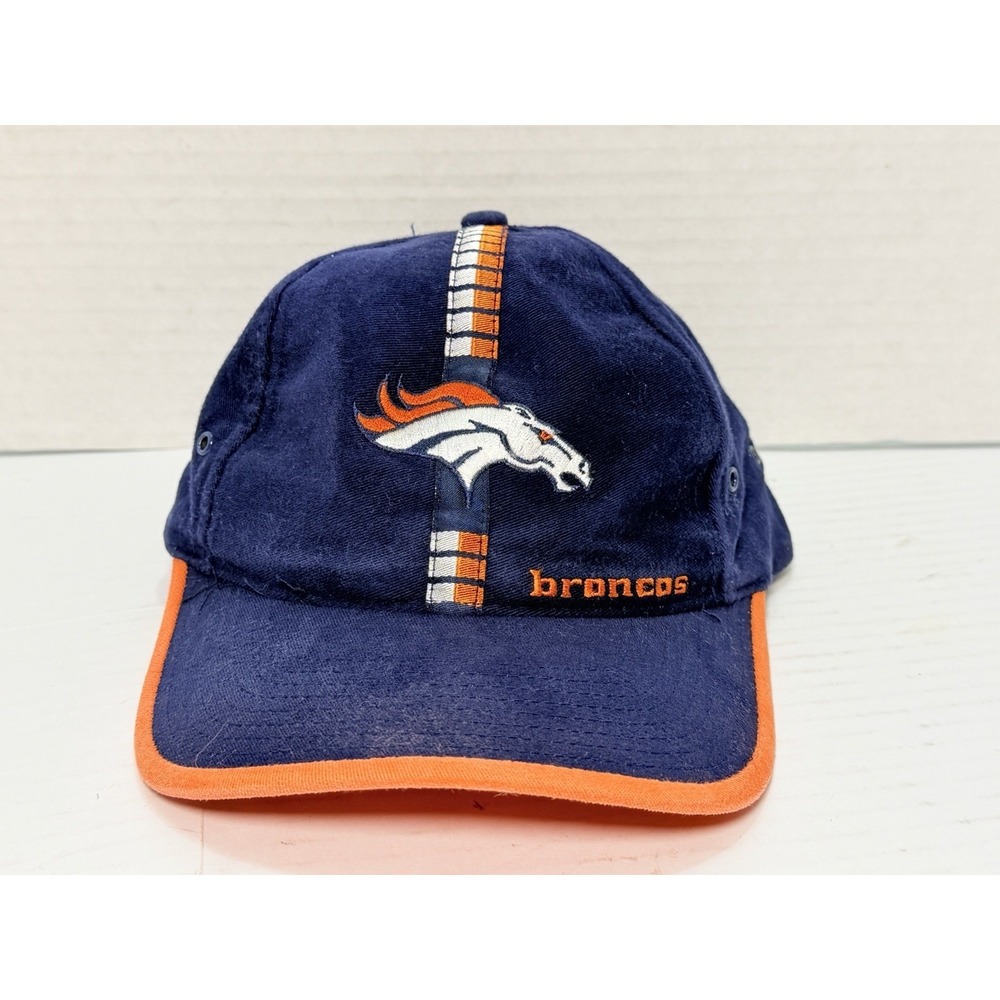 Vintage Denver Broncos Logo Athletic Strapback Hat NFL Orange Blue Cap